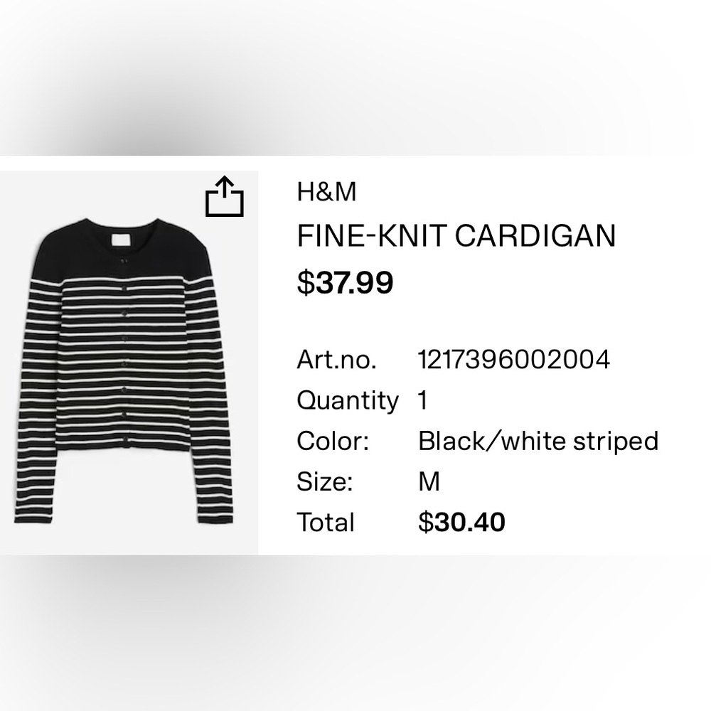 H&M Monochrome Striped Knit Cardigan